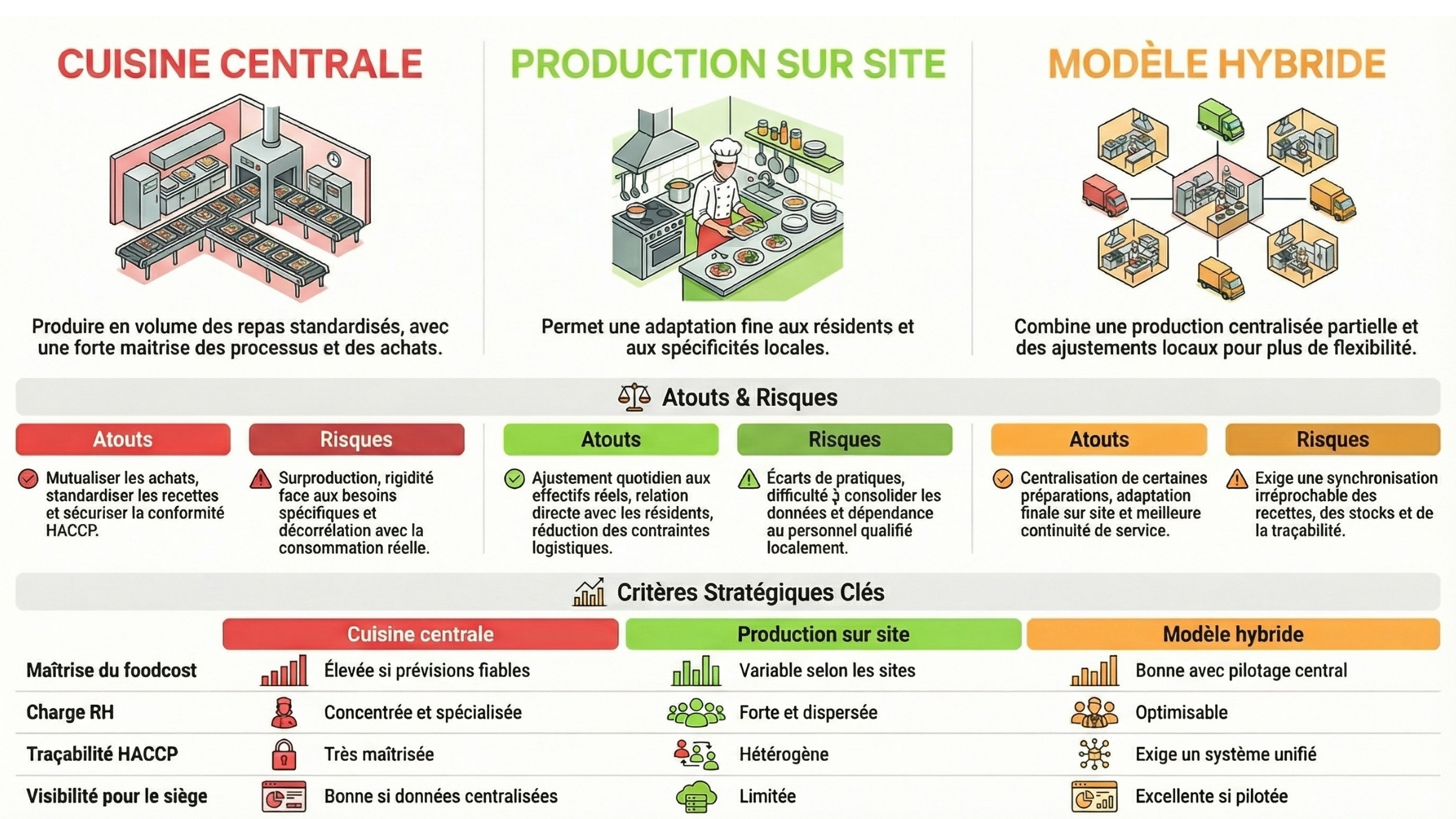 Central kitchen management software for EHPAD: central kitchen, on-site or hybrid model